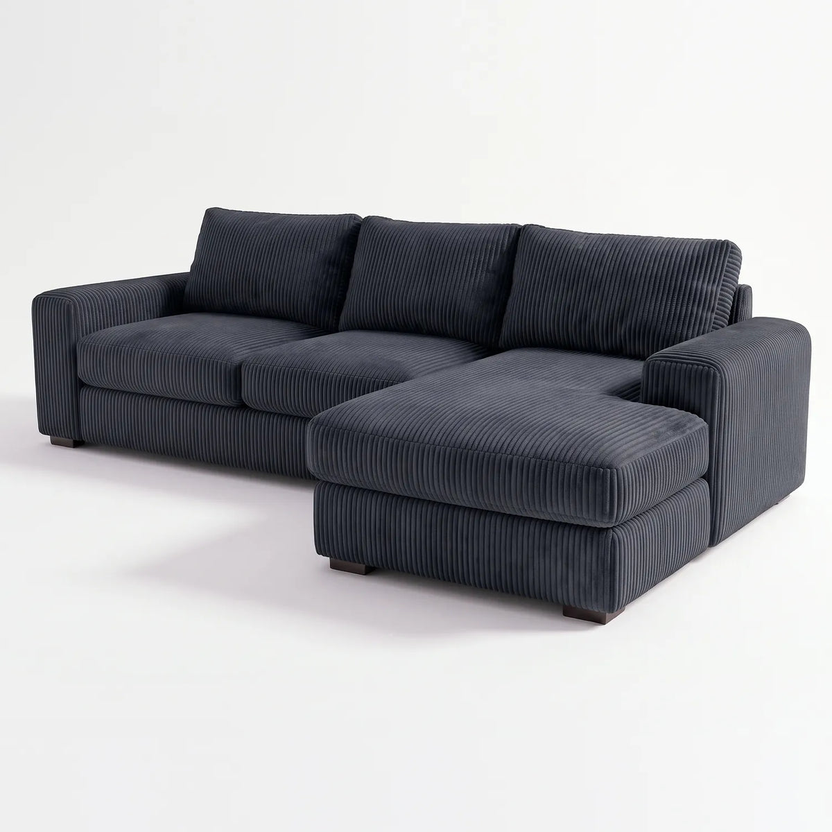 Two-Piece Chaise Sectional - Mini Minky Midnight Oversized - studio photo on white #Orientation_Right-Hand Facing #vera_main