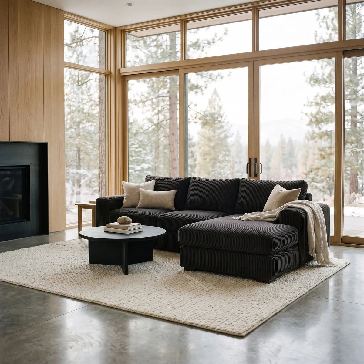 Two-Piece Chaise Sectional - Mini Minky Onyx - hero #Orientation_Right-Hand Facing