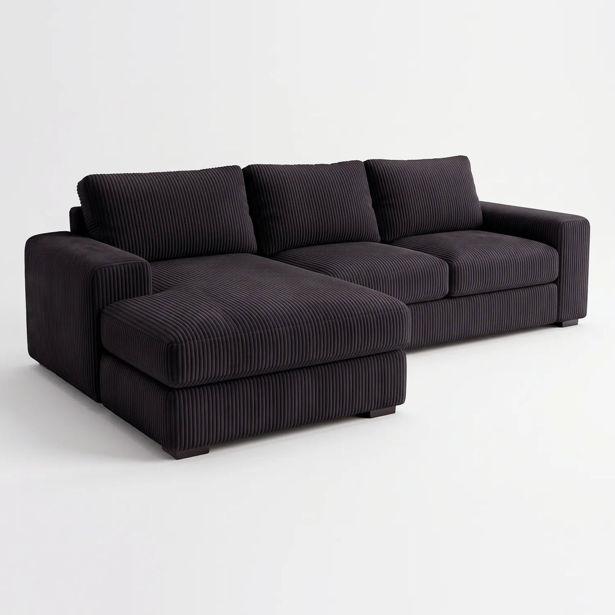 Two-Piece Chaise Sectional - Mini Minky Onyx - studio photo on white #Orientation_Left-Hand Facing