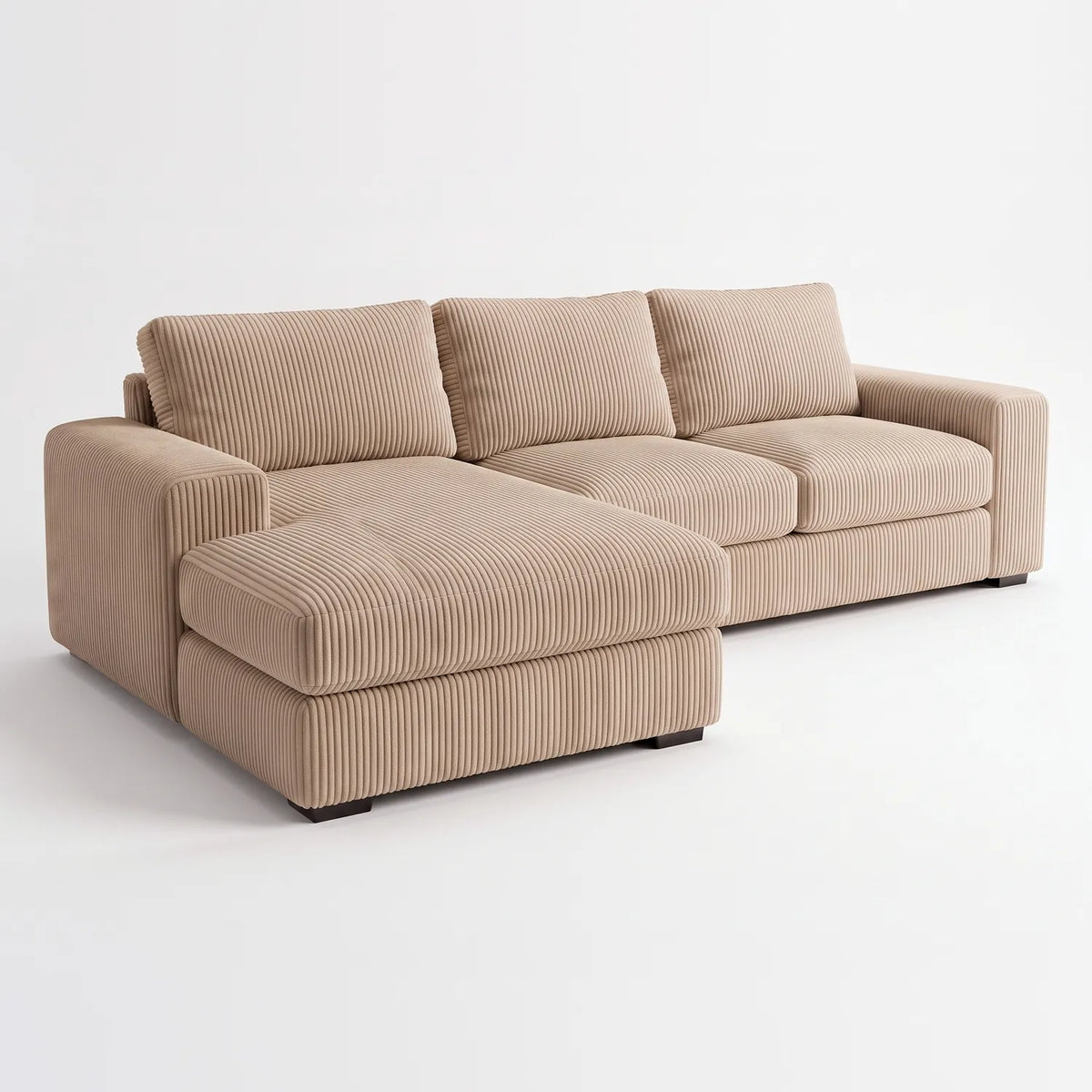 Two-Piece Chaise Sectional - Mini Minky Toast Oversized - studio photo on white #Orientation_Left-Hand Facing