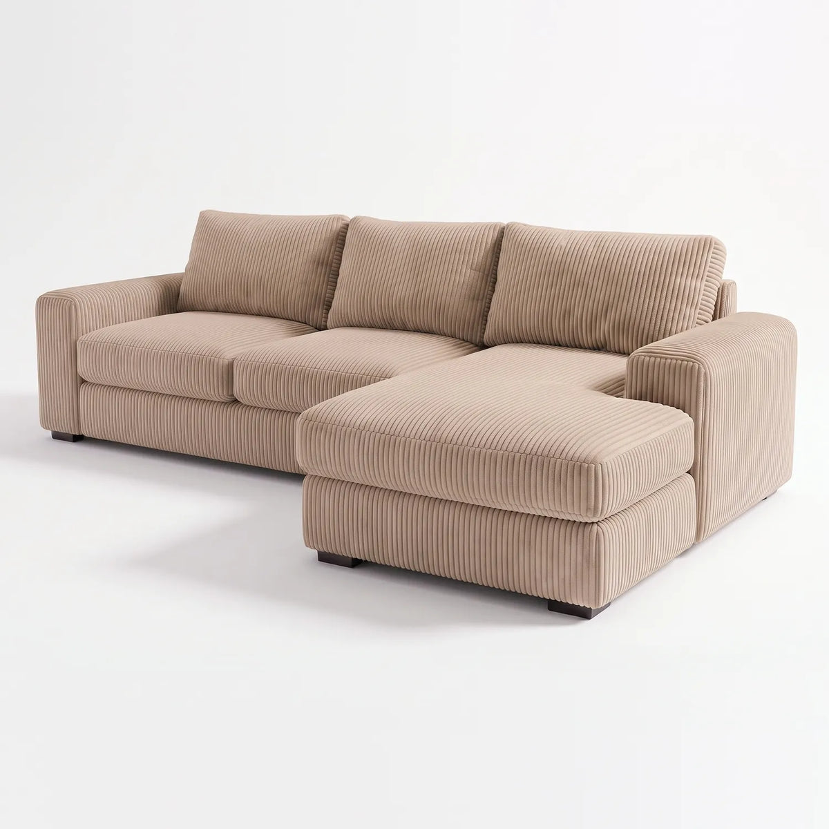 Two-Piece Chaise Sectional - Mini Minky Toast Oversized - studio photo on white #Orientation_Right-Hand Facing #vera_main