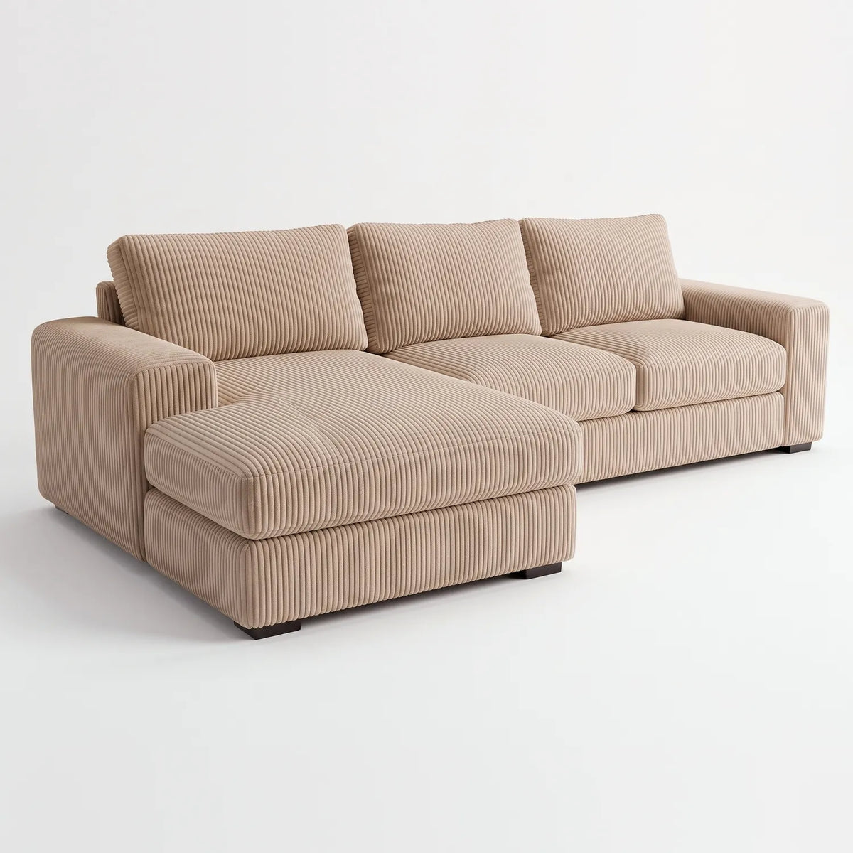 Two-Piece Chaise Sectional - Mini Minky Toast - studio photo on white #Orientation_Left-Hand Facing
