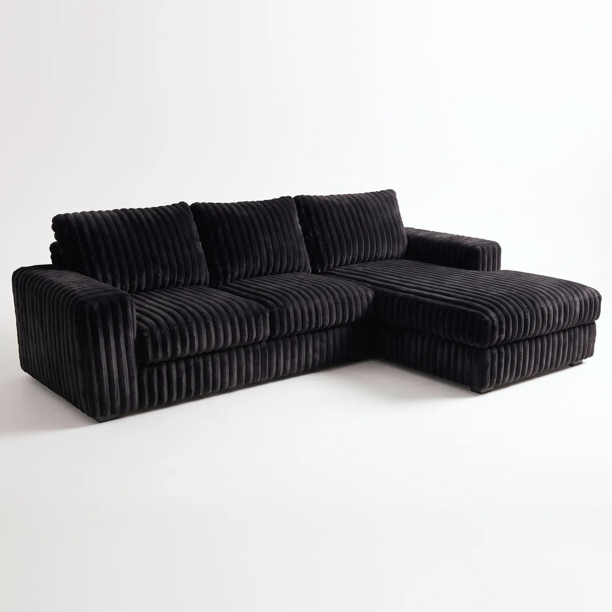 Two-Piece Chaise Sectional - Minky Black Oversized - studio photo on white #Orientation_Right-Hand Facing #vera_main