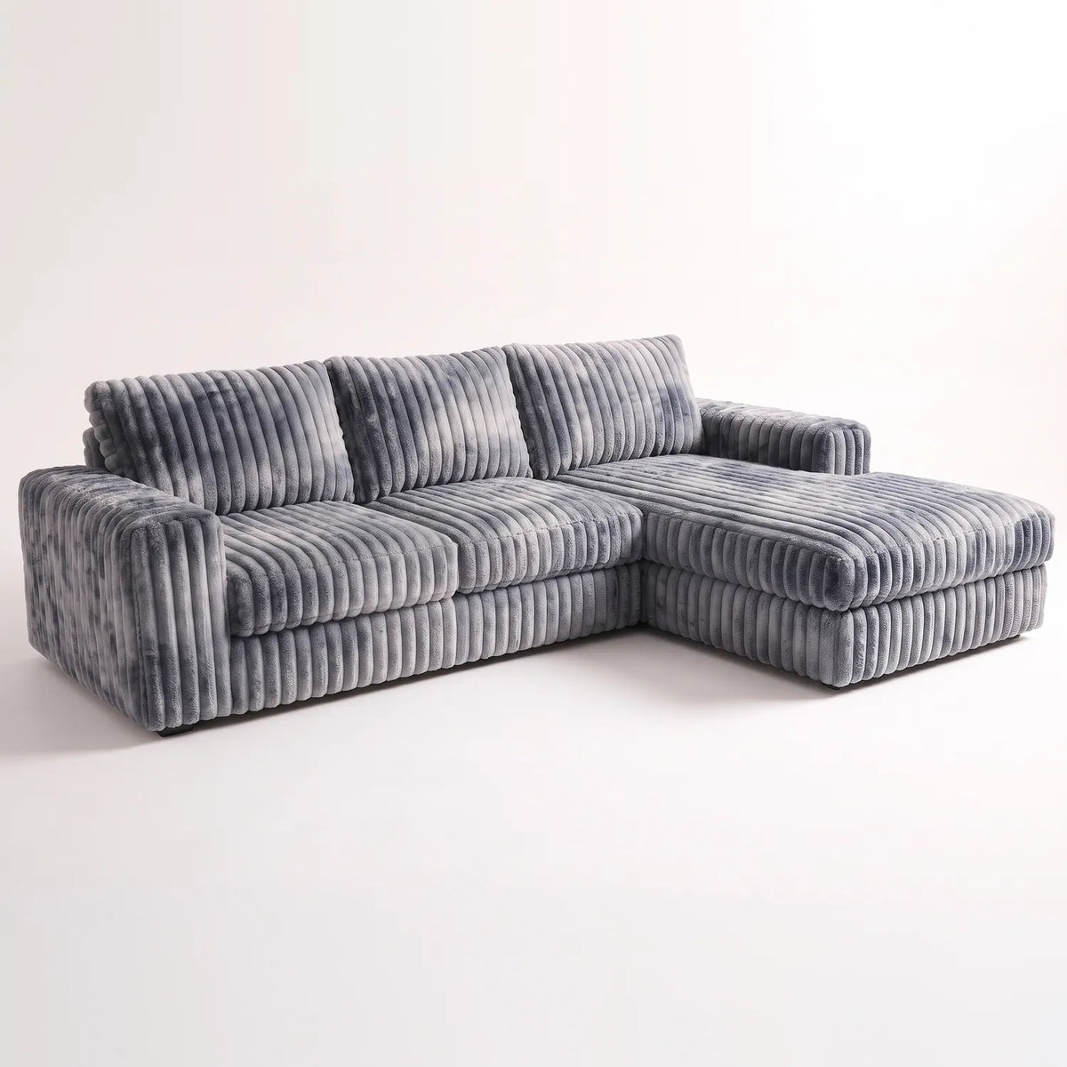 Two-Piece Chaise Sectional - Minky Charcoal Oversized - studio photo on white #Orientation_Right-Hand Facing #vera_main