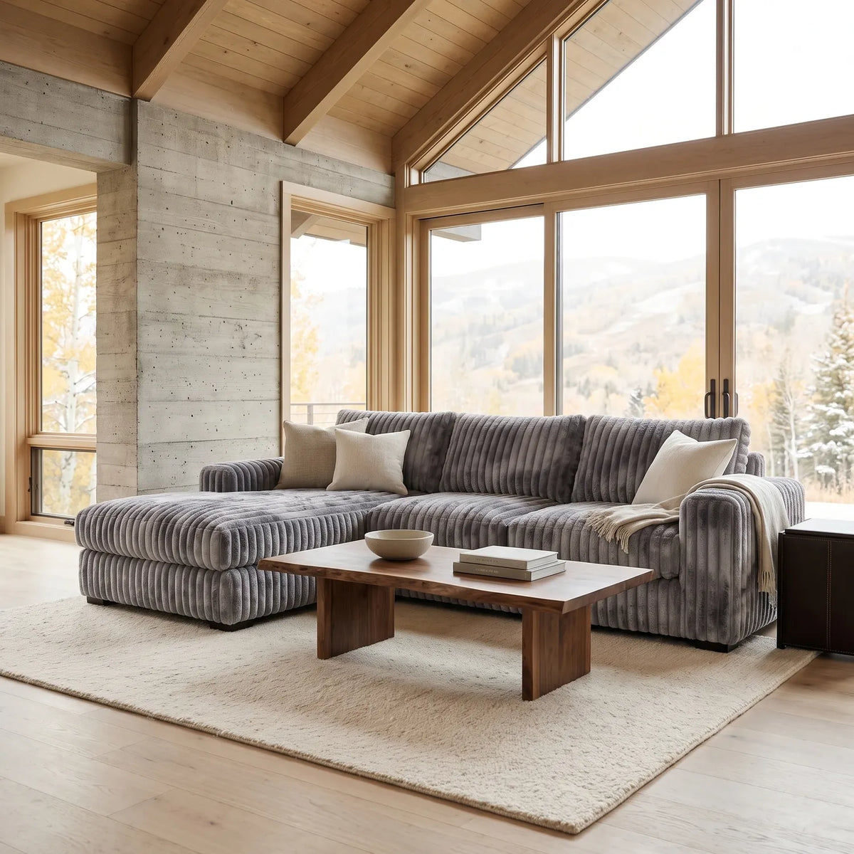 Two-Piece Chaise Sectional - Minky Charcoal - hero #Orientation_Left-Hand Facing
