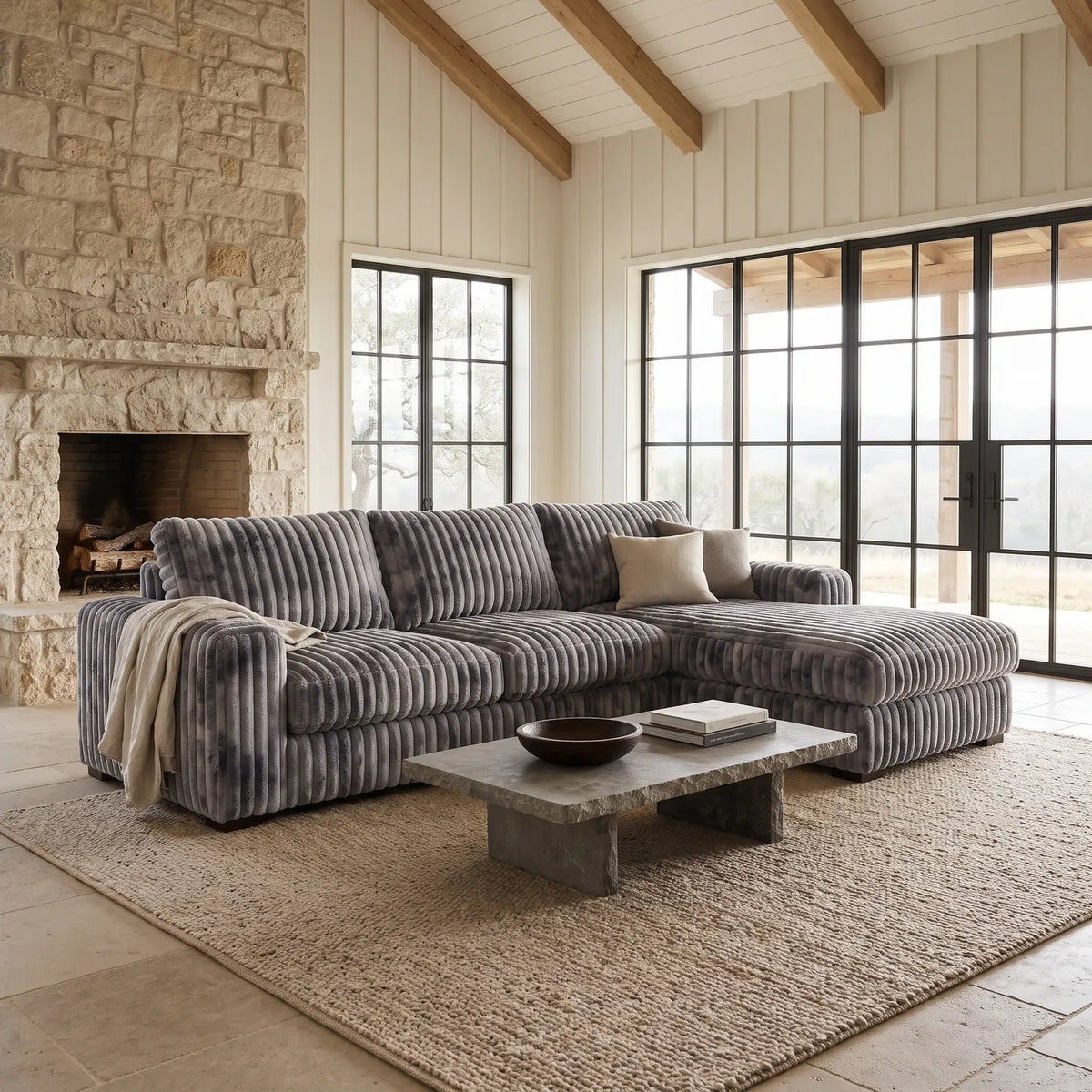 Two-Piece Chaise Sectional - Minky Charcoal - hero #Orientation_Right-Hand Facing