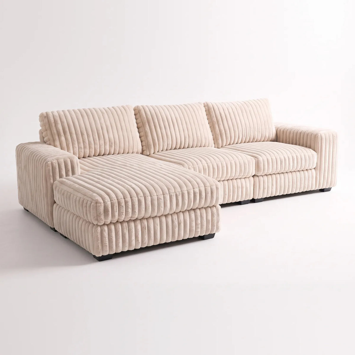 Two-Piece Chaise Sectional - Minky Cream Oversized - studio photo on white #Orientation_Left-Hand Facing