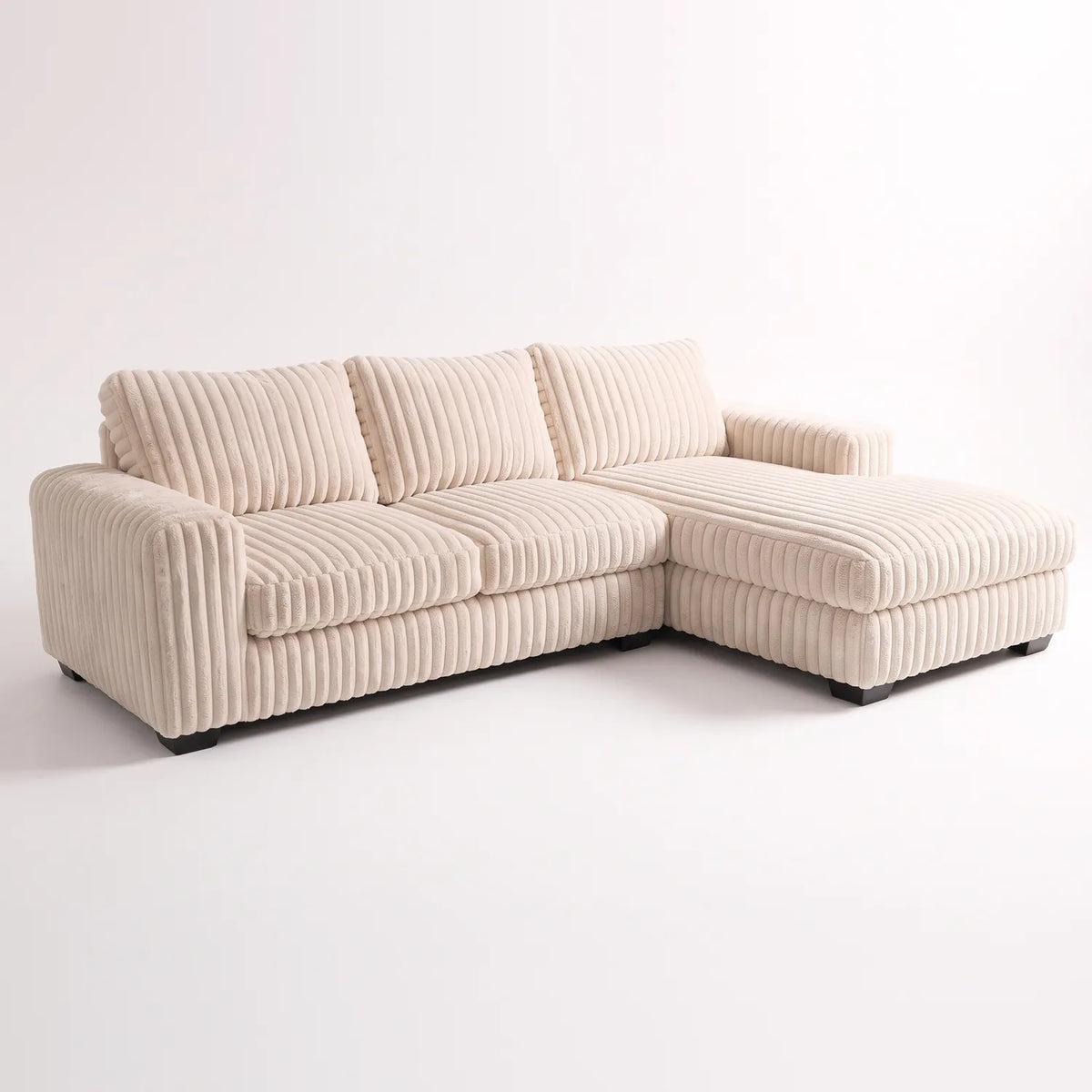 Two-Piece Chaise Sectional - Minky Cream Oversized - studio photo on white #Orientation_Right-Hand Facing #vera_main