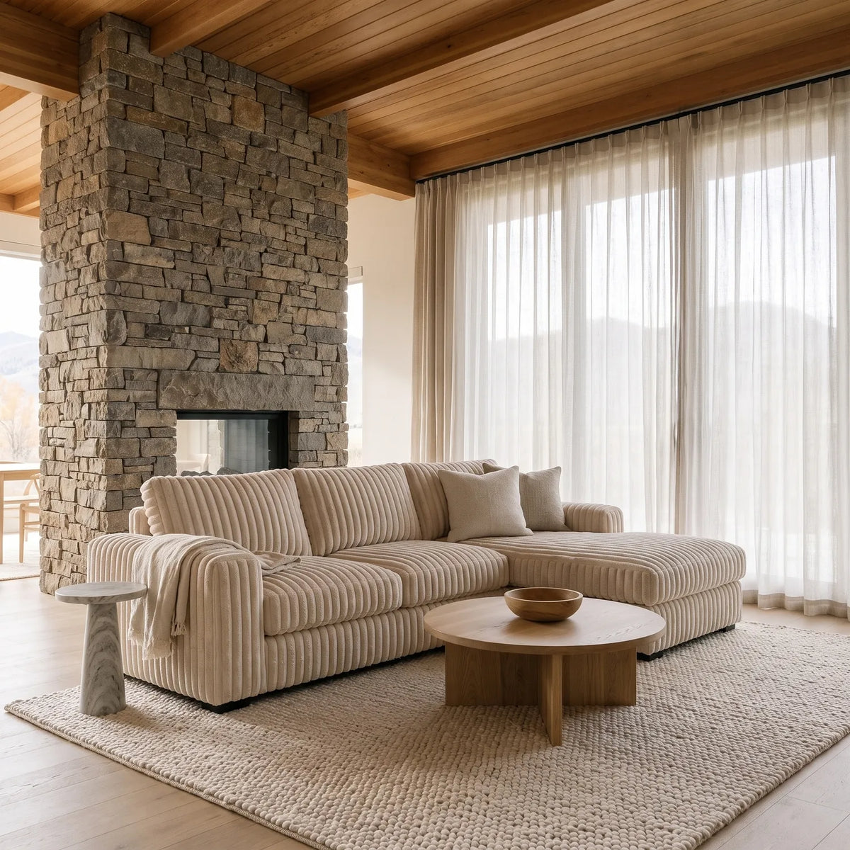 Two-Piece Chaise Sectional - Minky Cream - hero #Orientation_Right-Hand Facing