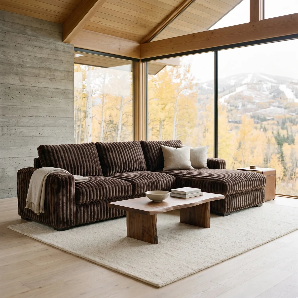 Two-Piece Chaise Sectional - Minky Mocha - hero #Orientation_Right-Hand Facing