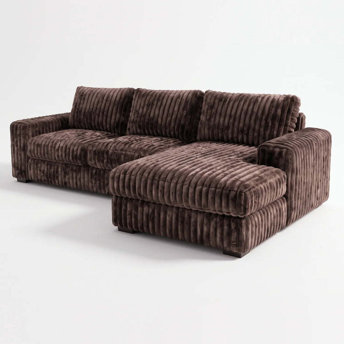 Two-Piece Chaise Sectional - Minky Mocha - studio photo on white #Orientation_Right-Hand Facing #vera_main