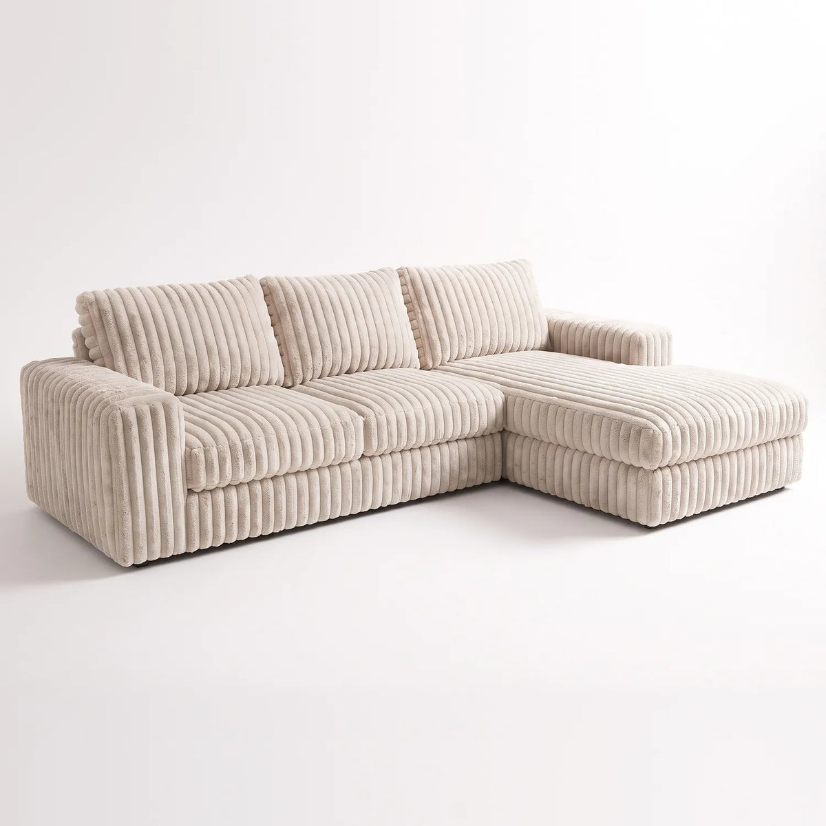 Two-Piece Chaise Sectional - Minky Sand Oversized - studio photo on white #Orientation_Right-Hand Facing #vera_main