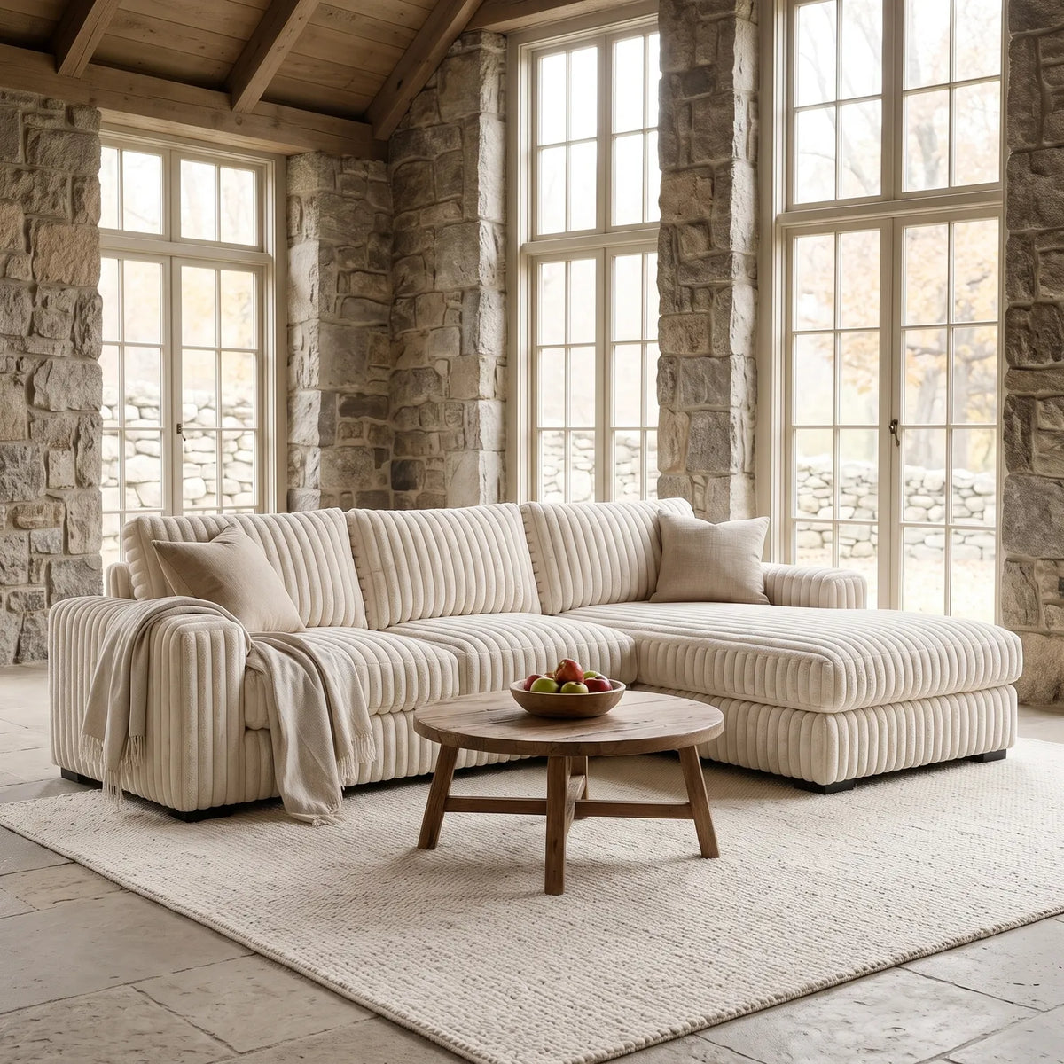 Two-Piece Chaise Sectional - Minky Sand - hero #Orientation_Right-Hand Facing