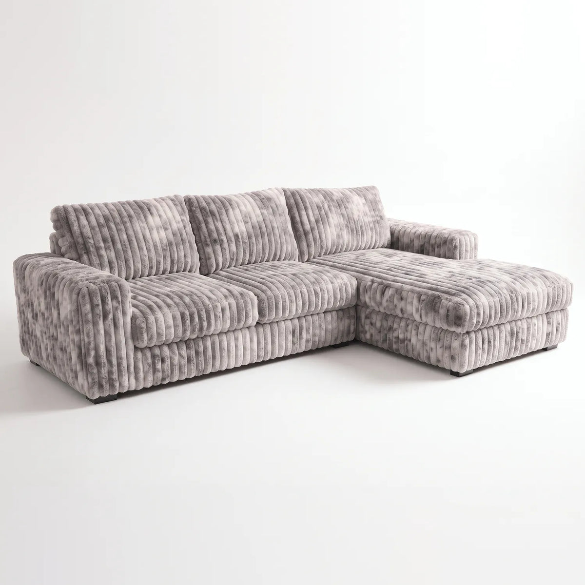 Two-Piece Chaise Sectional - Minky Stone Oversized - studio photo on white #Orientation_Right-Hand Facing #vera_main