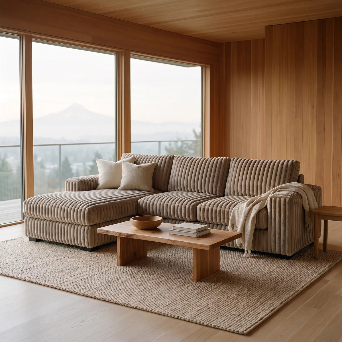 Two-Piece Chaise Sectional - Minky Toast - hero #Orientation_Left-Hand Facing