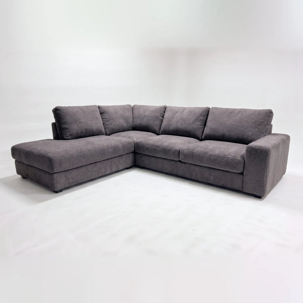 Two-Piece Infinity Sectional - Cuddle Charcoal Oversized - studio photo on white #Orientation_Left-Hand Facing