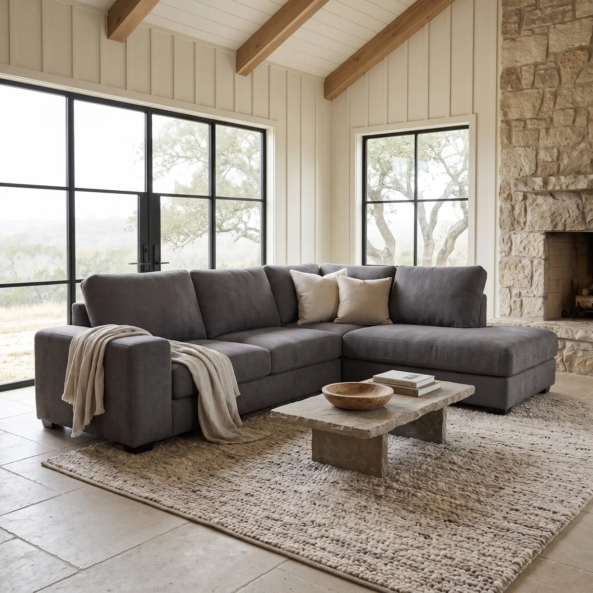 Two-Piece Infinity Sectional - Cuddle Charcoal - hero #Orientation_Right-Hand Facing