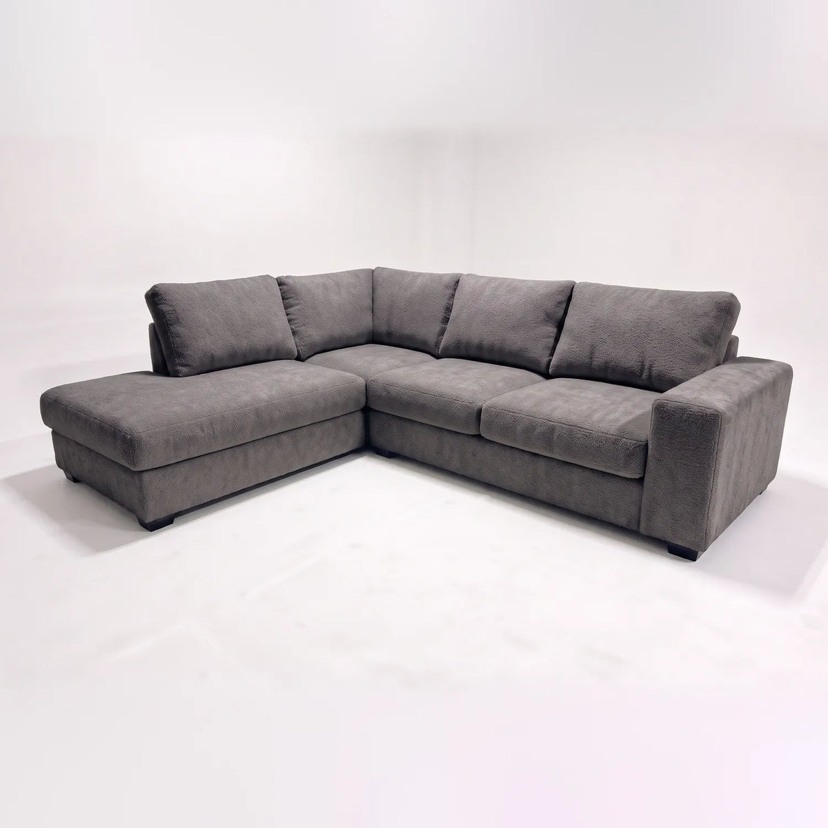 Two-Piece Infinity Sectional - Cuddle Charcoal - studio photo on white #Orientation_Left-Hand Facing