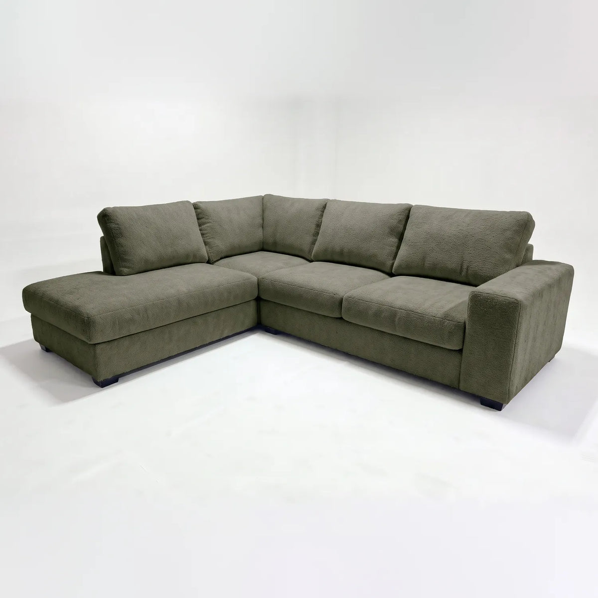 Two-Piece Infinity Sectional - Cuddle Moss - studio photo on white #Orientation_Left-Hand Facing