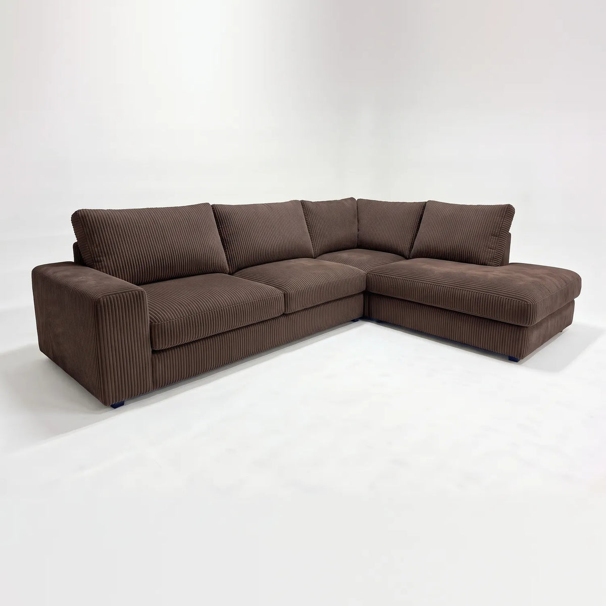 Two-Piece Infinity Sectional - Mini Minky Chocolate Oversized - studio photo on white #Orientation_Right-Hand Facing #vera_main