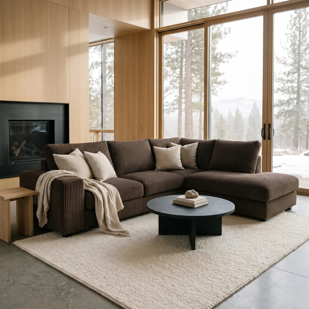 Two-Piece Infinity Sectional - Mini Minky Chocolate - hero #Orientation_Right-Hand Facing