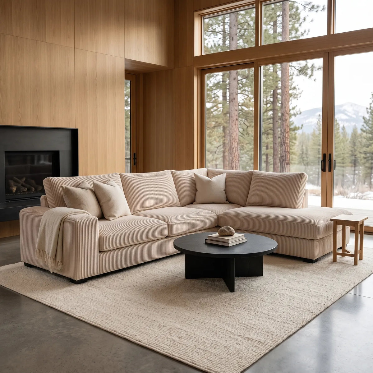 Two-Piece Infinity Sectional - Mini Minky Cream Oversized - hero #Orientation_Right-Hand Facing