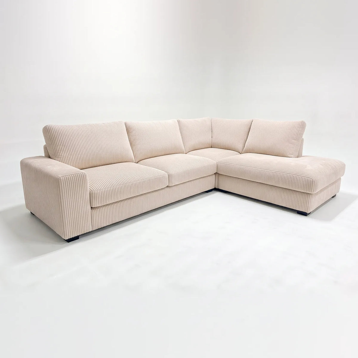 Two-Piece Infinity Sectional - Mini Minky Cream Oversized - studio photo on white #Orientation_Right-Hand Facing #vera_main