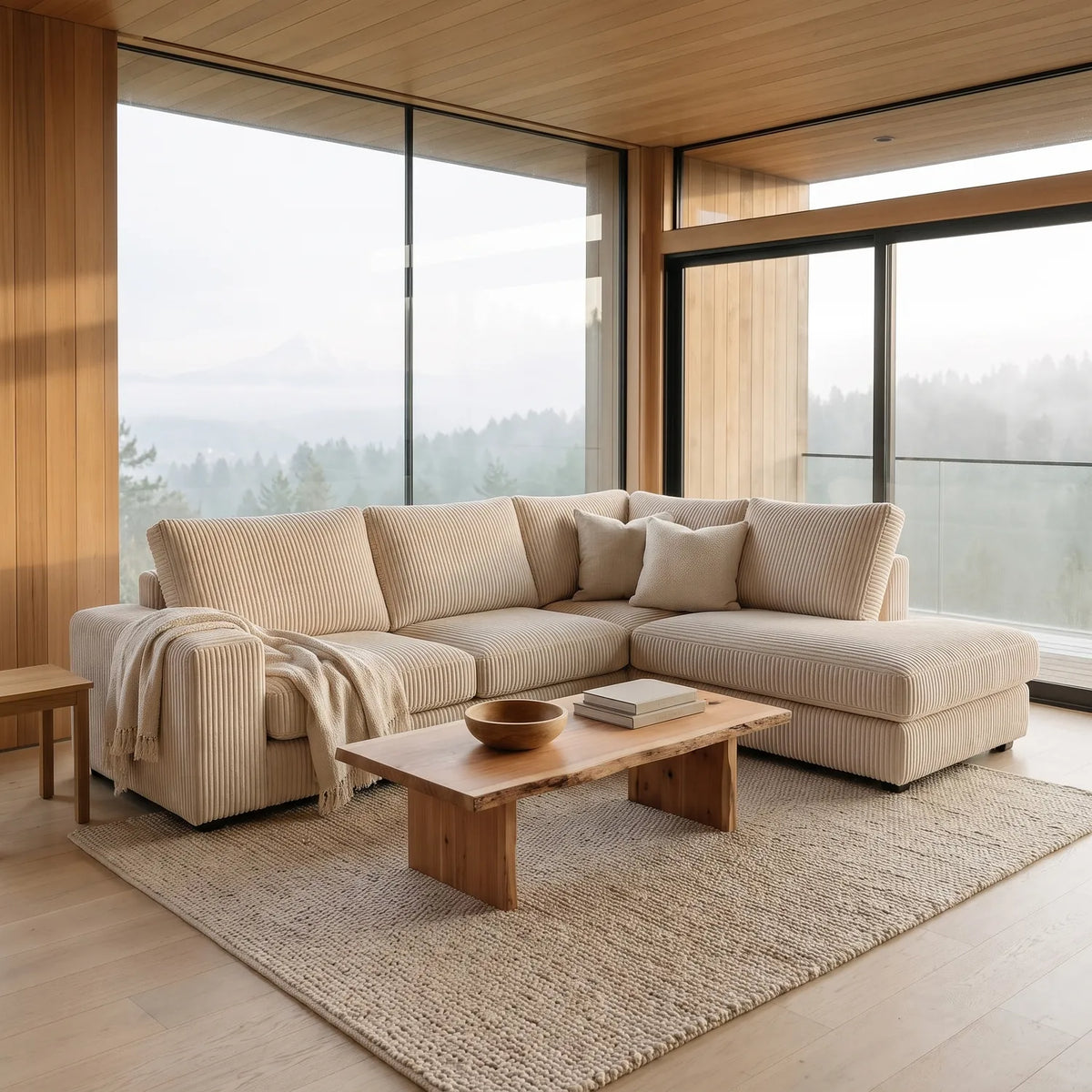 Two-Piece Infinity Sectional - Mini Minky Cream - hero #Orientation_Right-Hand Facing