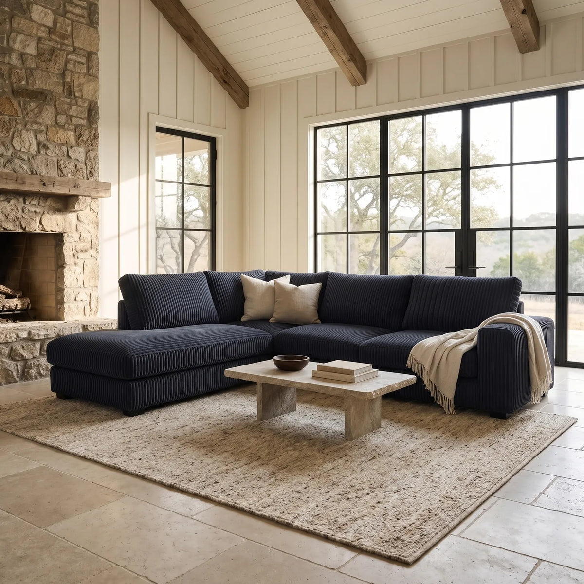 Two-Piece Infinity Sectional - Mini Minky Midnight Oversized - hero #Orientation_Left-Hand Facing