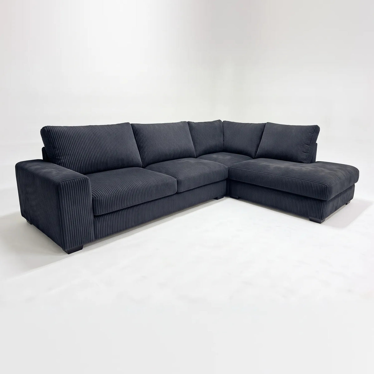Two-Piece Infinity Sectional - Mini Minky Midnight Oversized - studio photo on white #Orientation_Right-Hand Facing #vera_main