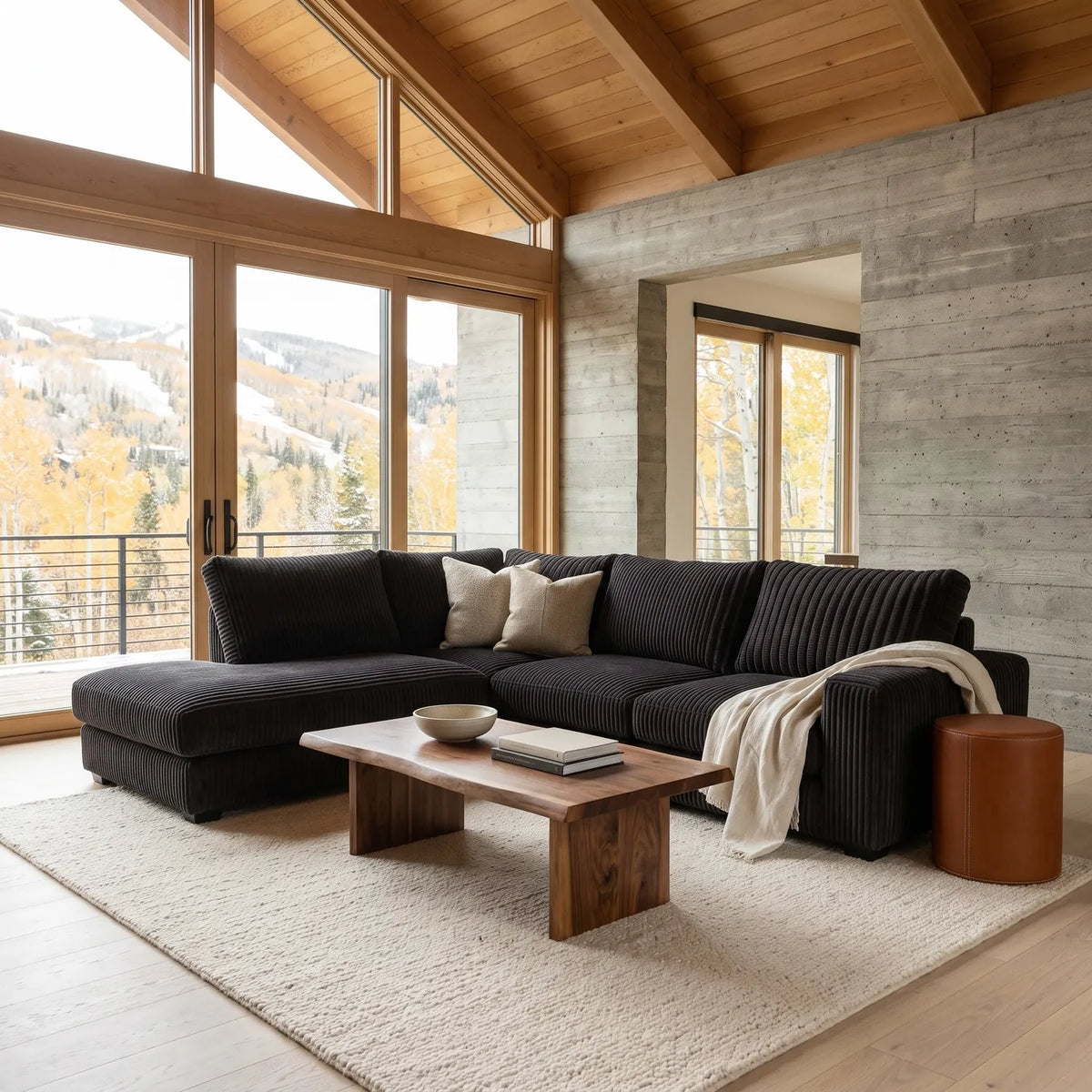 Two-Piece Infinity Sectional - Mini Minky Onyx Oversized - hero #Orientation_Left-Hand Facing