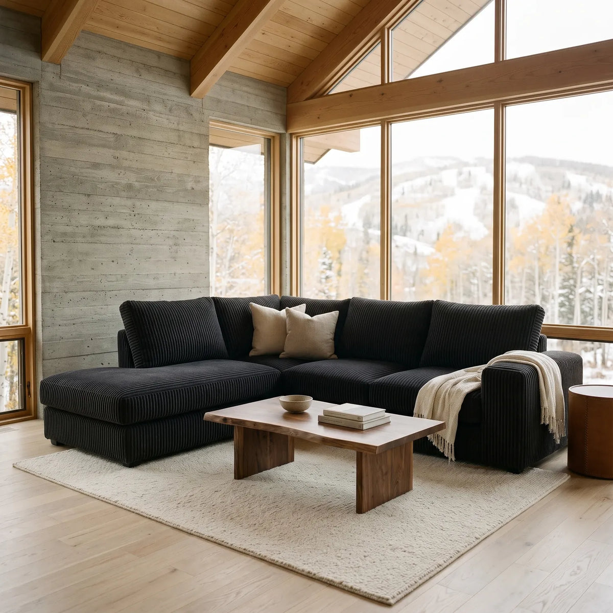 Two-Piece Infinity Sectional - Mini Minky Onyx - hero #Orientation_Left-Hand Facing