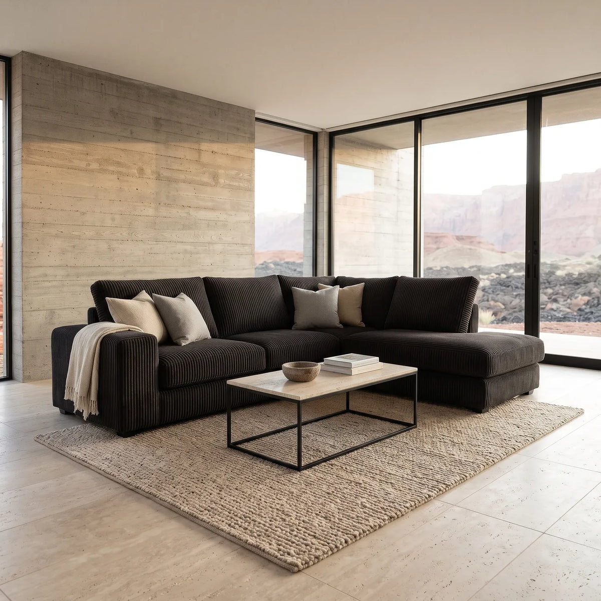 Two-Piece Infinity Sectional - Mini Minky Onyx - hero #Orientation_Right-Hand Facing
