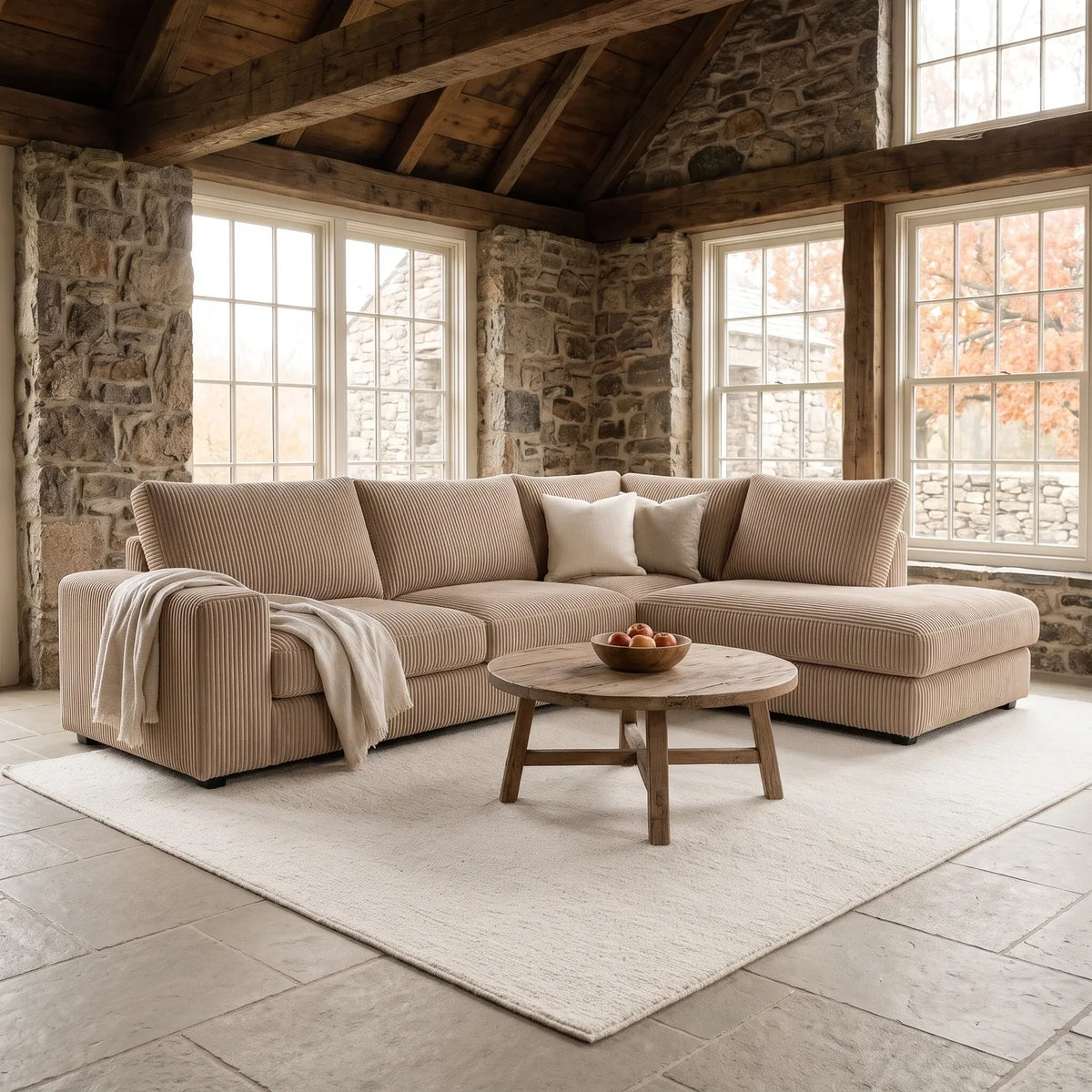 Two-Piece Infinity Sectional - Mini Minky Toast Oversized - hero #Orientation_Right-Hand Facing