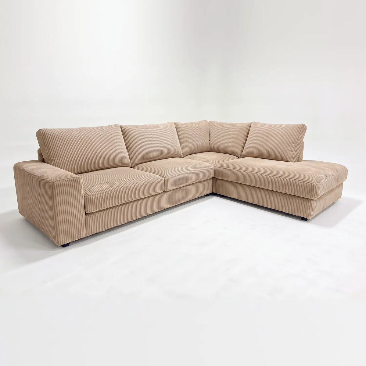Two-Piece Infinity Sectional - Mini Minky Toast Oversized - studio photo on white #Orientation_Right-Hand Facing #vera_main