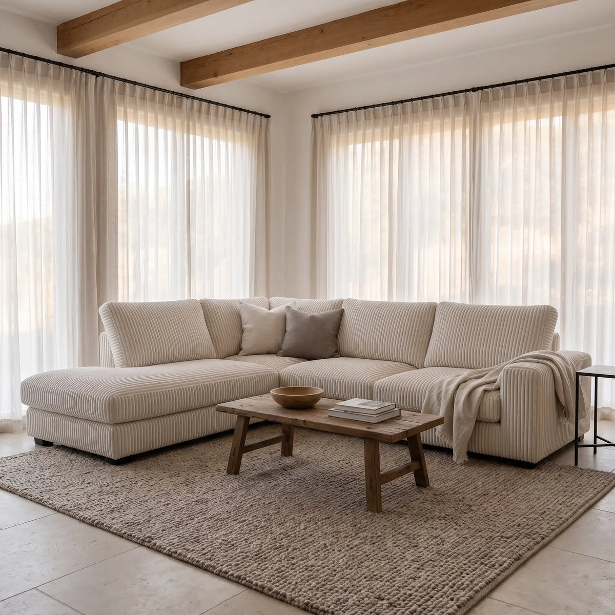 Two-Piece Infinity Sectional - Mini Minky White Oversized - hero #Orientation_Left-Hand Facing