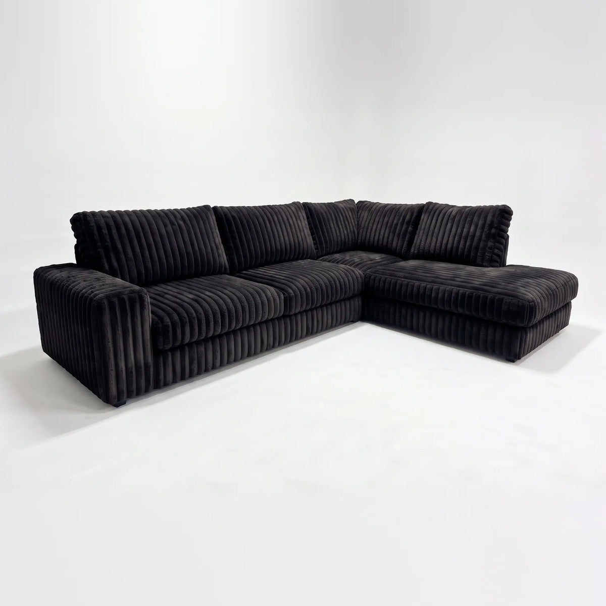 Two-Piece Infinity Sectional - Minky Black Oversized - studio photo on white #Orientation_Right-Hand Facing #vera_main