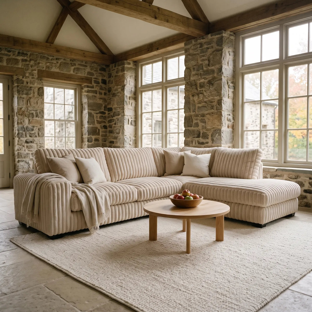 Two-Piece Infinity Sectional - Minky Cream Oversized - hero #Orientation_Right-Hand Facing