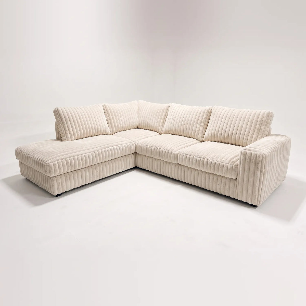 Two-Piece Infinity Sectional - Minky Cream - studio photo on white #Orientation_Left-Hand Facing