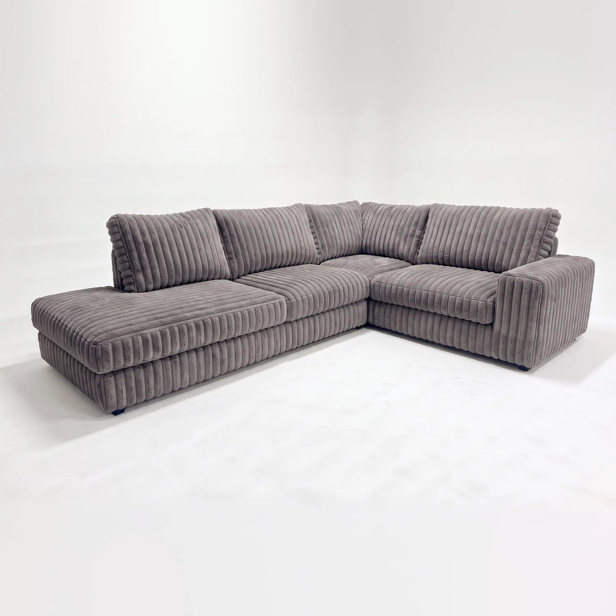 Two-Piece Infinity Sectional - Minky Grey Oversized - studio photo on white #Orientation_Left-Hand Facing