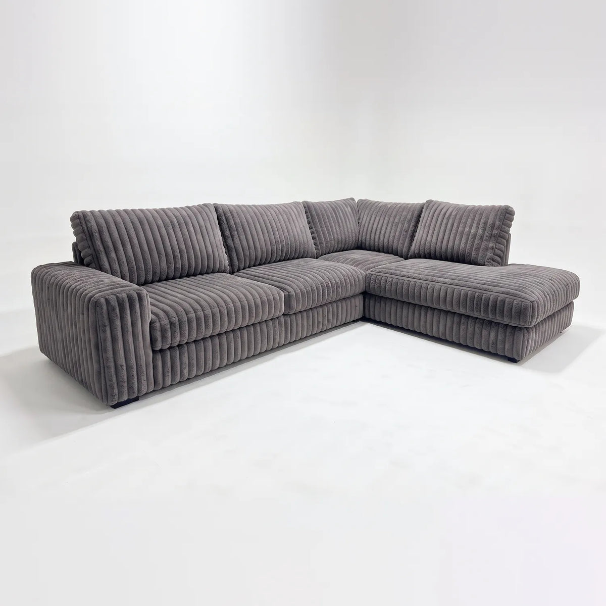 Two-Piece Infinity Sectional - Minky Grey Oversized - studio photo on white #Orientation_Right-Hand Facing #vera_main