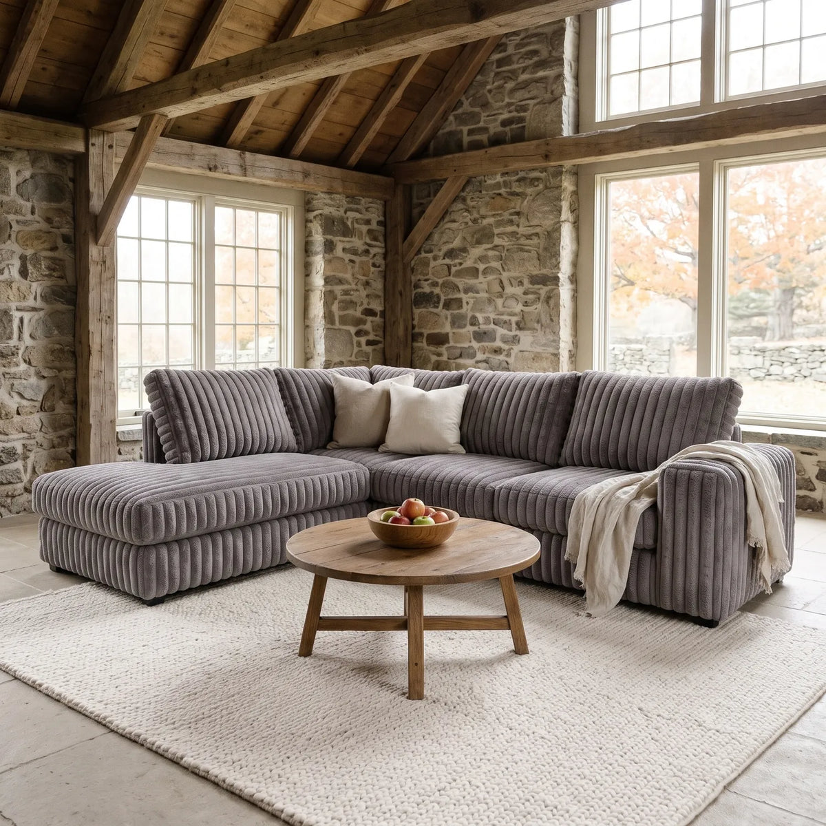 Two-Piece Infinity Sectional - Minky Grey - hero #Orientation_Left-Hand Facing