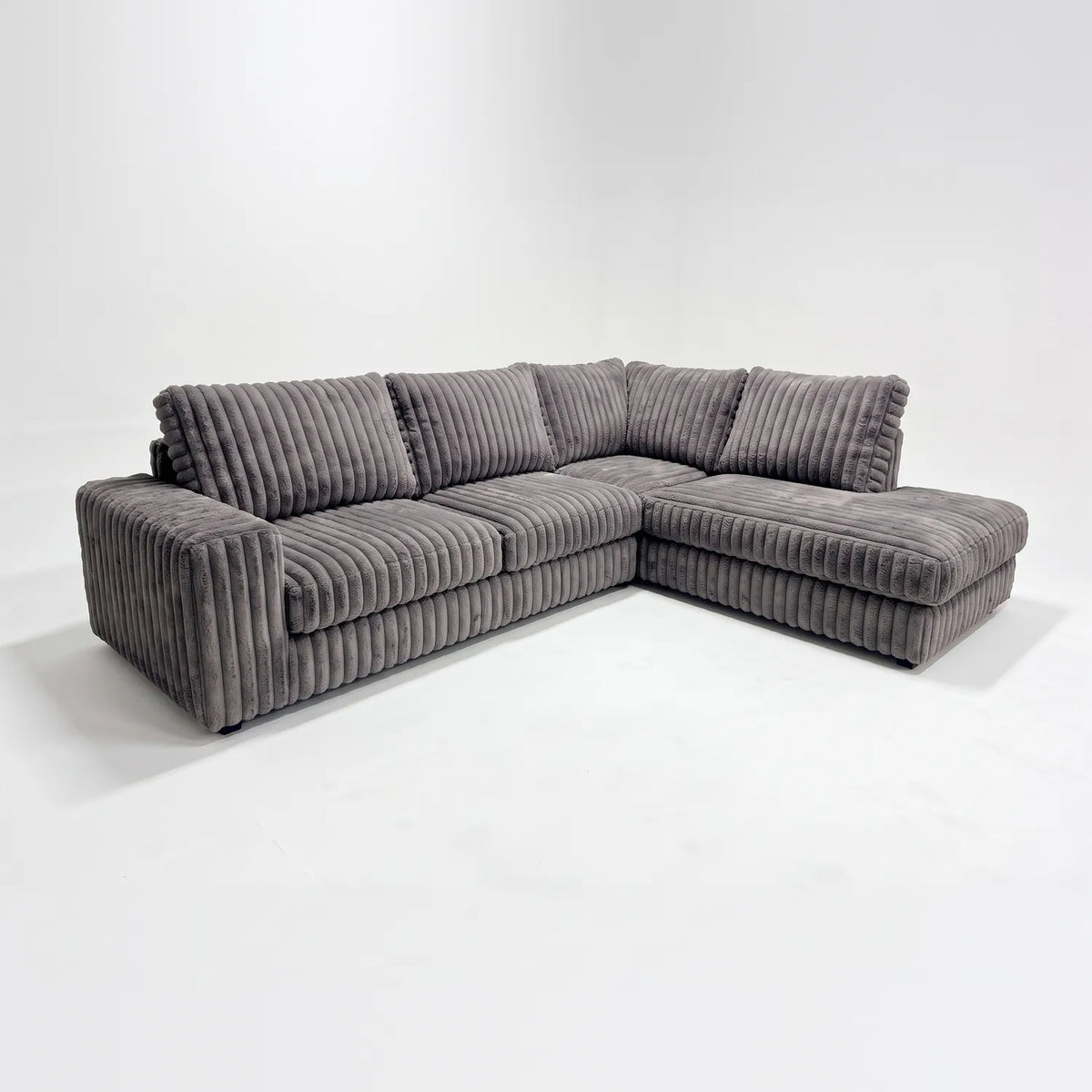Two-Piece Infinity Sectional - Minky Grey - studio photo on white #Orientation_Right-Hand Facing #vera_main