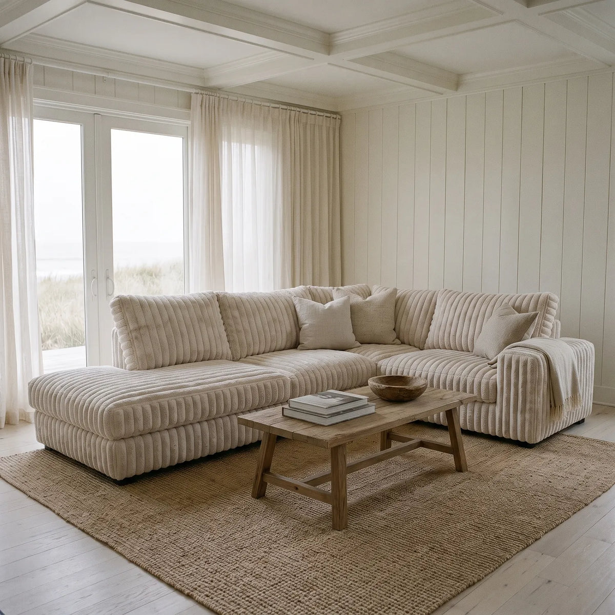 Two-Piece Infinity Sectional - Minky Sand Oversized - hero #Orientation_Left-Hand Facing
