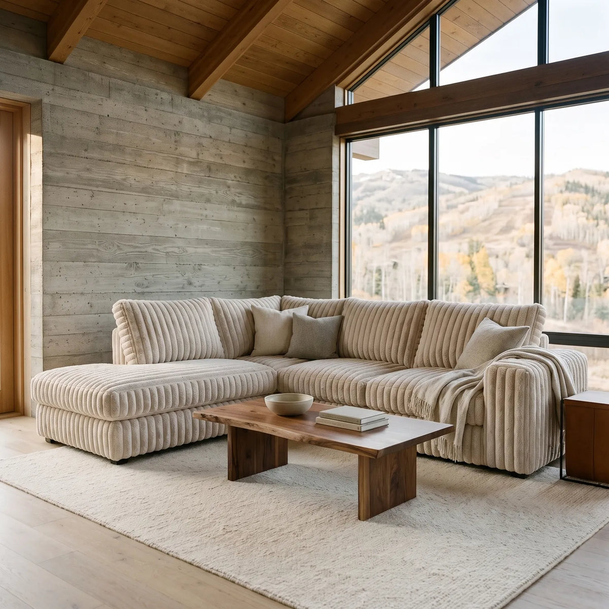 Two-Piece Infinity Sectional - Minky Sand - hero #Orientation_Left-Hand Facing