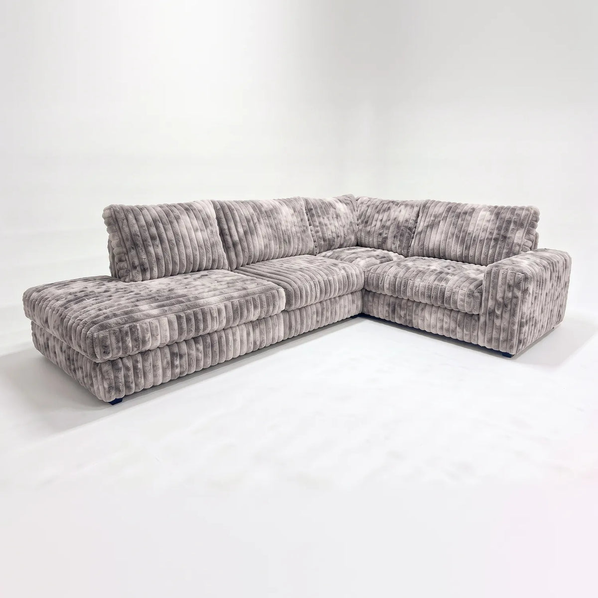 Two-Piece Infinity Sectional - Minky Stone Oversized - studio photo on white #Orientation_Left-Hand Facing