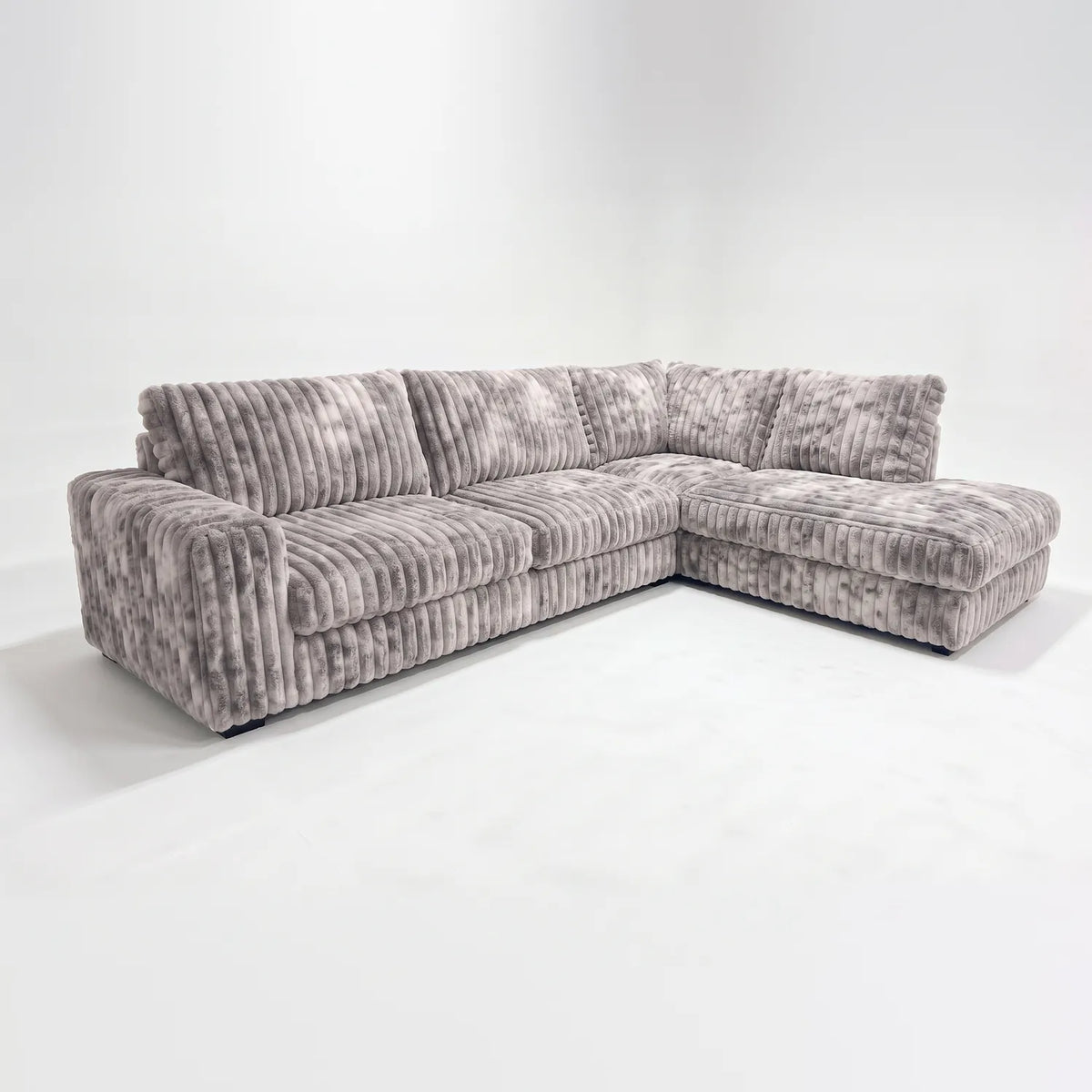 Two-Piece Infinity Sectional - Minky Stone Oversized - studio photo on white #Orientation_Right-Hand Facing #vera_main