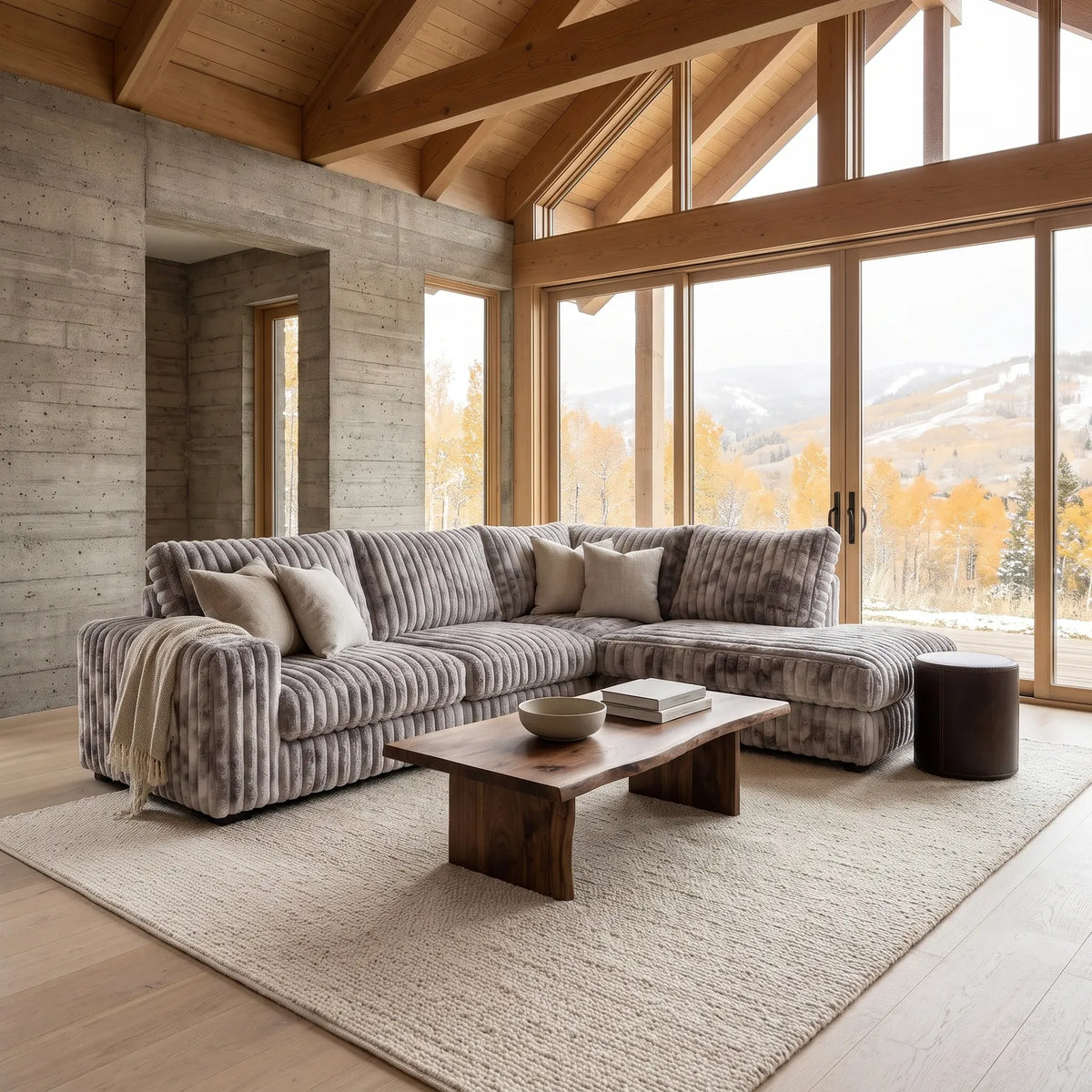 Two-Piece Infinity Sectional - Minky Stone - hero #Orientation_Right-Hand Facing