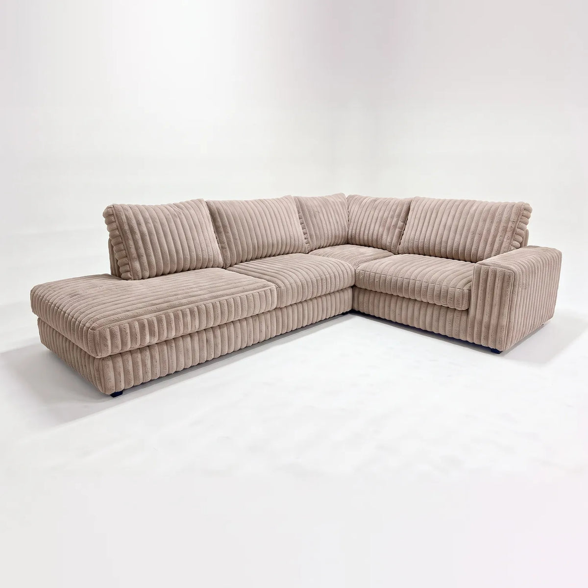 Two-Piece Infinity Sectional - Minky Toast Oversized - studio photo on white #Orientation_Left-Hand Facing