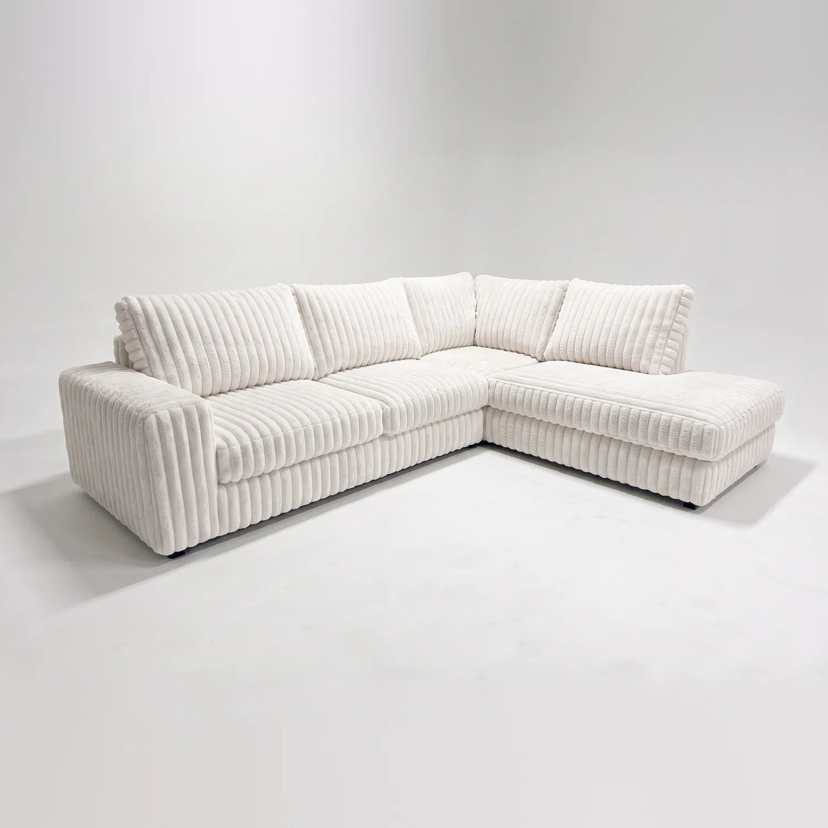 Two-Piece Infinity Sectional - Minky White - studio photo on white #Orientation_Right-Hand Facing #vera_main